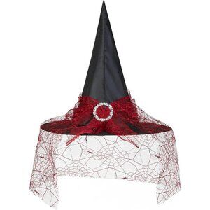 Witch Hat Halloween Costume Accessory for Women Wizard Cosplay Veil
